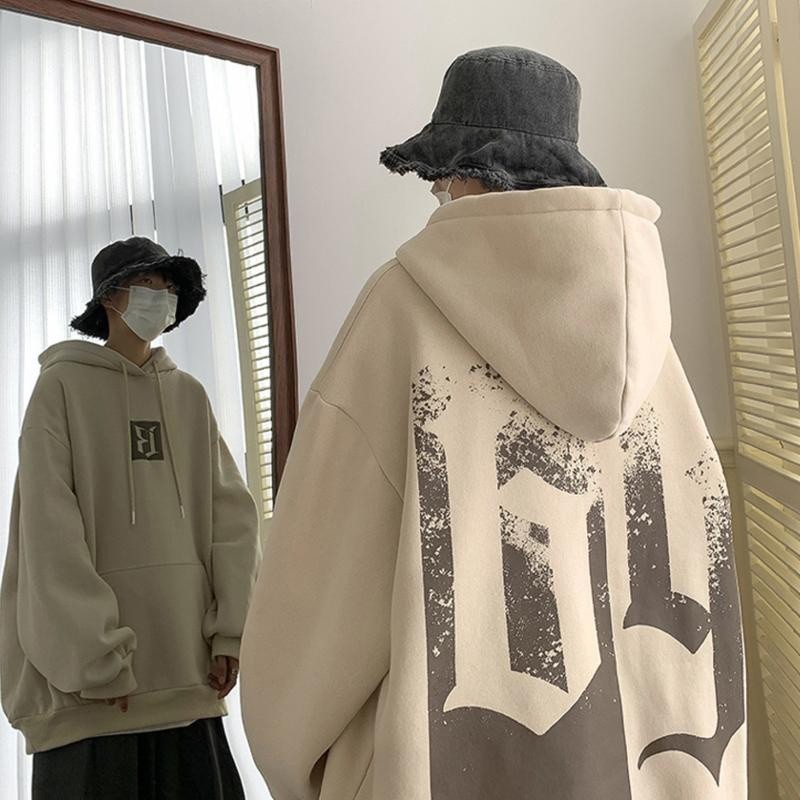 Hoodie BieSixNine Hoodie Besar Pria Wanita Hoodie Hybskr Streetwear Y2K Sweter Bertudung Pria Wanita