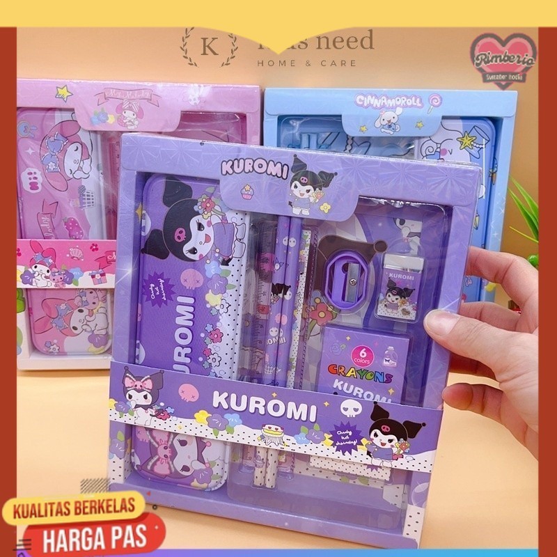

Kotak Pensil Anak Set 7 in 1 Stationery Untuk Hadiah Anak Sekolah Sanrio / Alat Tulis Set Kotak Pensil Karakter Kuromi Murah Lucu