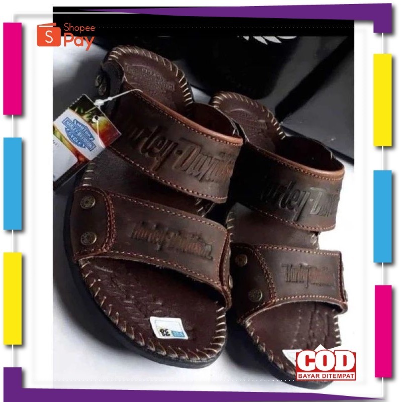 [PREMIUM ORIGINAL] Cuci Gudang Sandal Slop Kulit Asli Hurley Davidsion