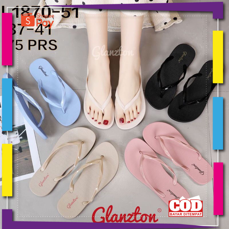 [PREMIUM ORIGINAL] Sandal Jelly Glanzton L1870 Sandal Jepit Jelly Tali Diamond Warna Pastel Terbaru