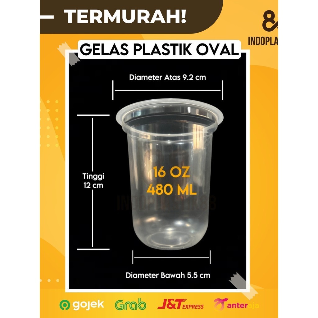 GELAS PLASTIK OVAL / CUP POP ICE / GELAS POP ICE 16 OZ