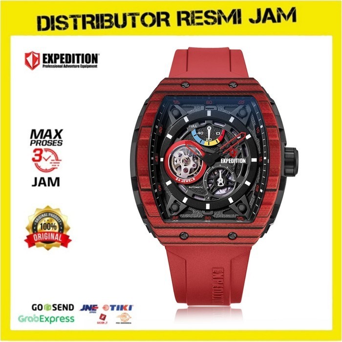 Jam Tangan Pria Expedition E 6782 6782M Red Carbon Titanium Limited