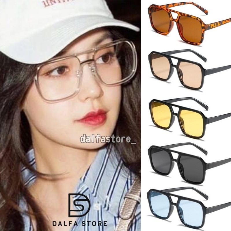 Kacamata Pilot Aviator Pria Wanita Hitam Fashion Touring Motor Mobil Anti Radiasi Keren KCH7