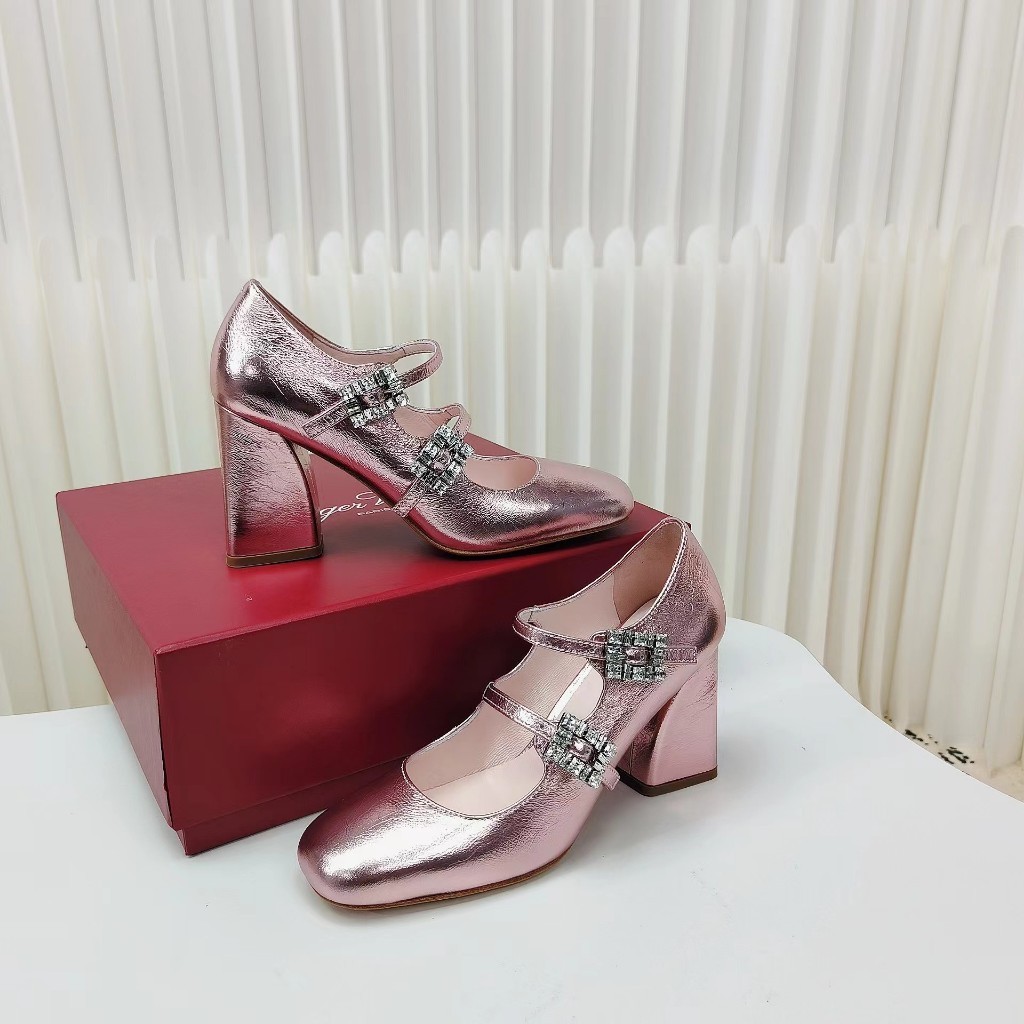 New Counter ORI Roger Vivier RV 2024 new model with heel diamond buckle single shoe high heels