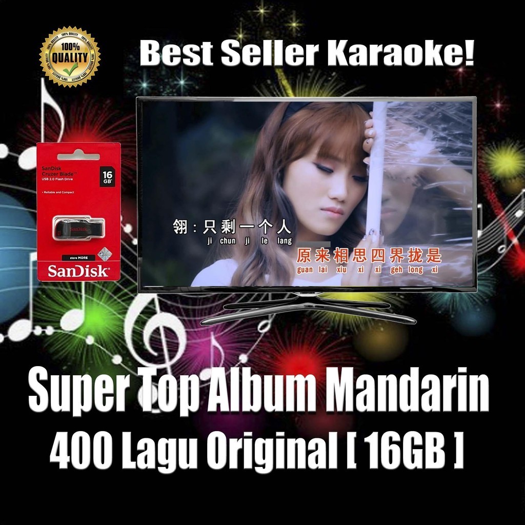 USB UNTUK SPEKER MOBIL TV DLL Flashdisk 16Gb Isi 400 Lagu Karaoke Mandarin