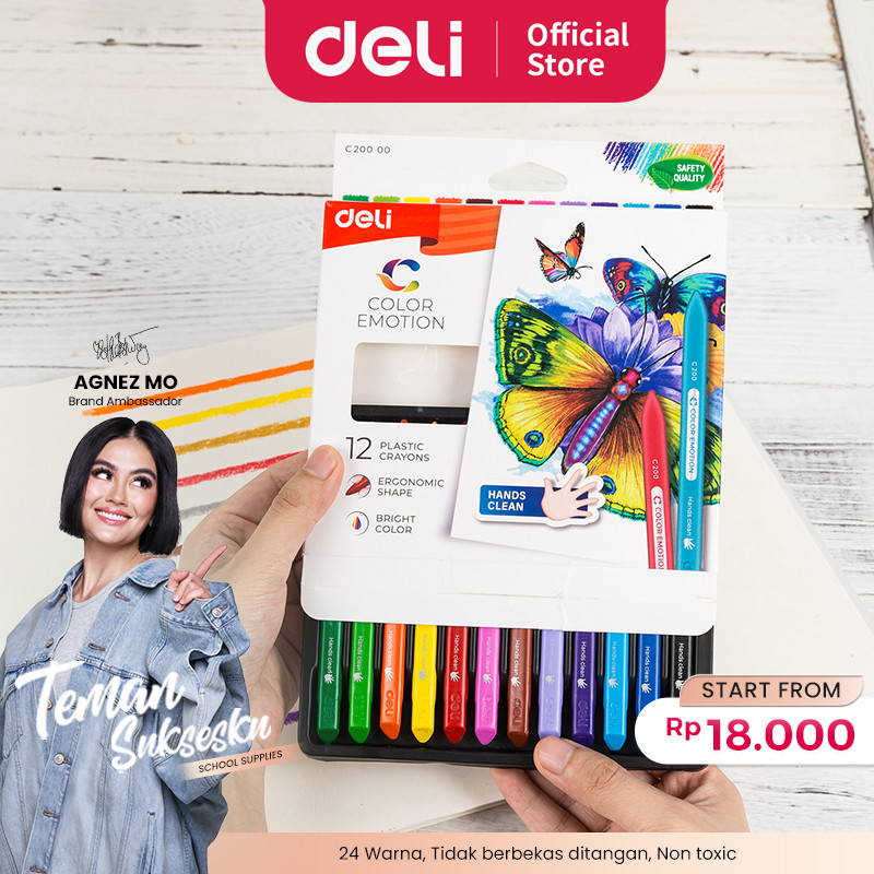 

Deli Krayon Plastic Cerah Bentuk segitiga ergonomis tidak beracun EC20000 EC20010 EC20020