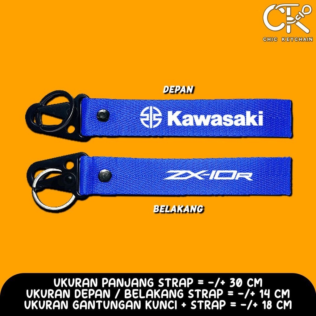 ChicKeyChain Kawasaki New ZX-10R Gantungan Kunci KeyChain Premium Bahan Nylon Trendy Free Ring Kunci