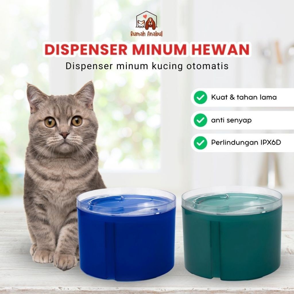 Tempat Minum Kucing Otomatis - Dispenser Minum Hewan Otomatis - Tempat Minum Kucing & Anjing - Autom