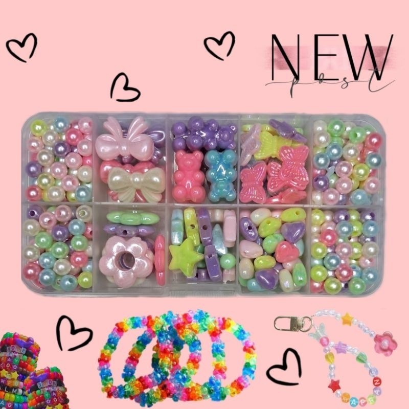 Jm Manik One Set/Manik Easthetic Box/Diy Meronce/ Manik 1 Set/Manik Lengkap/ Manik 1 Set 10 Sekat