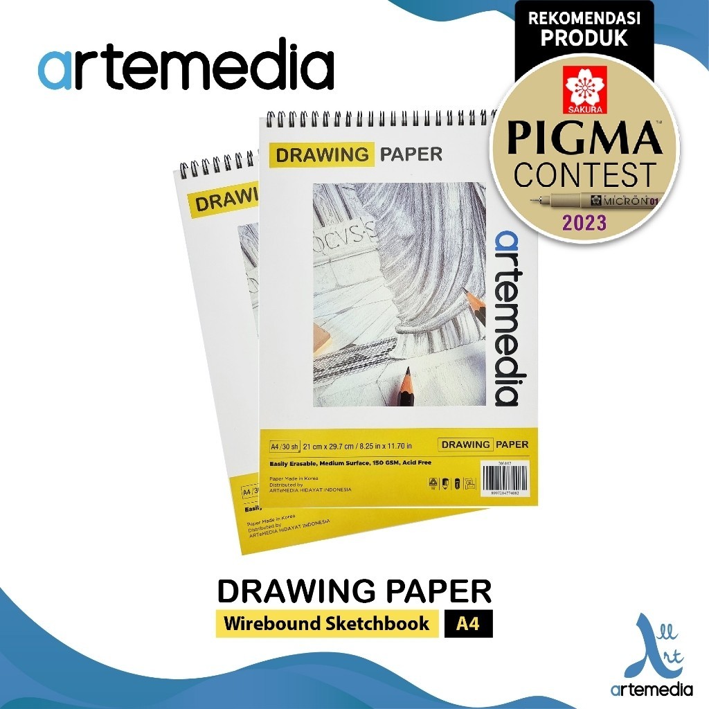 

Buku Gambar & Sketsa Artemedia Drawing Paper Book A4 Wire Bound Sketchbook / Drawing Paper Artmedia A4 - 30 Sheet