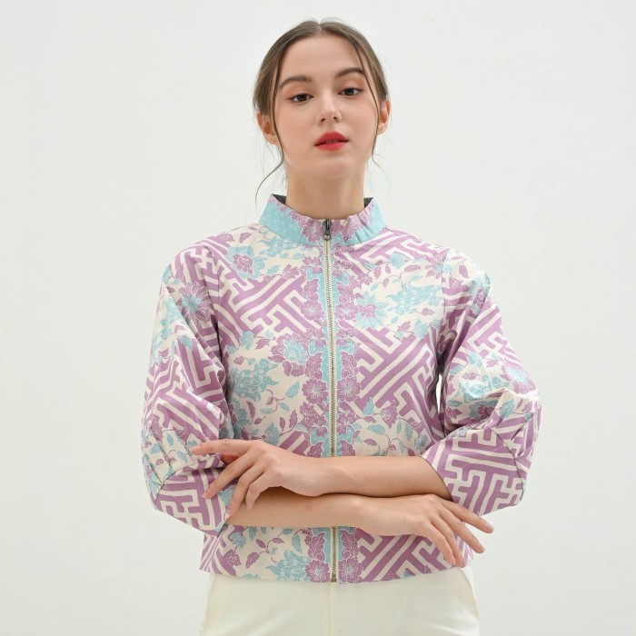 Jaket Bomber / Outer Luaran Baju Batik Wanita - 135 WIK Lilac -