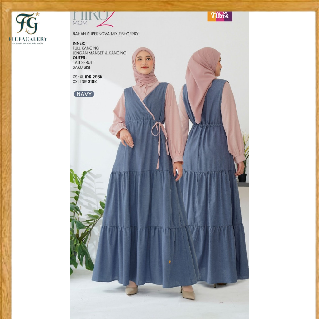 (Fg)NIBRAS Koleksi Terbaru/ Gamis Wanita Dewasa Premium Terbaru Aiko Mom 2 by Nibras Original /Dress