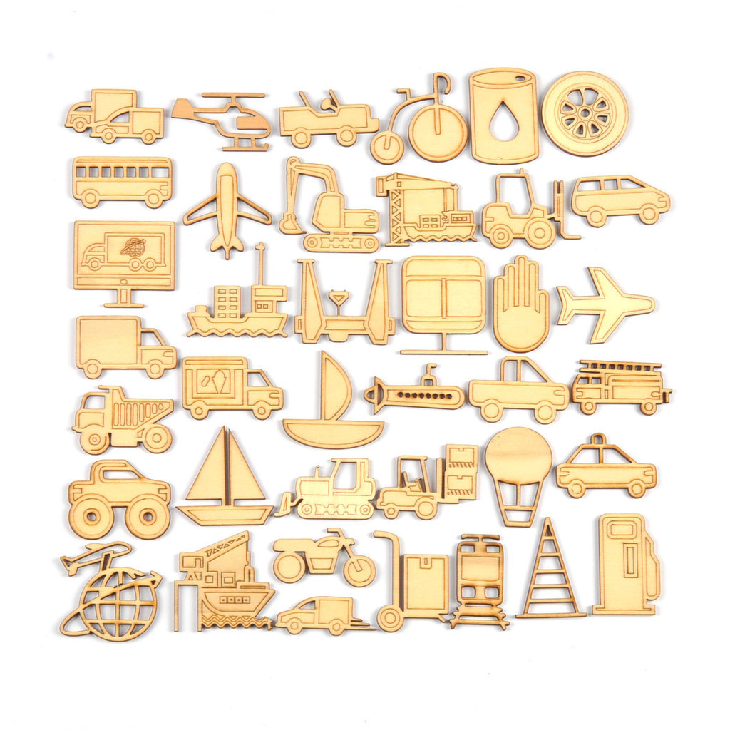 

20Pcs Transportation Car/Plane/Digger Wood DIY Crafts Supplies For Scrapbook Handicrafts Handmade Embellishment Home Decor C3291