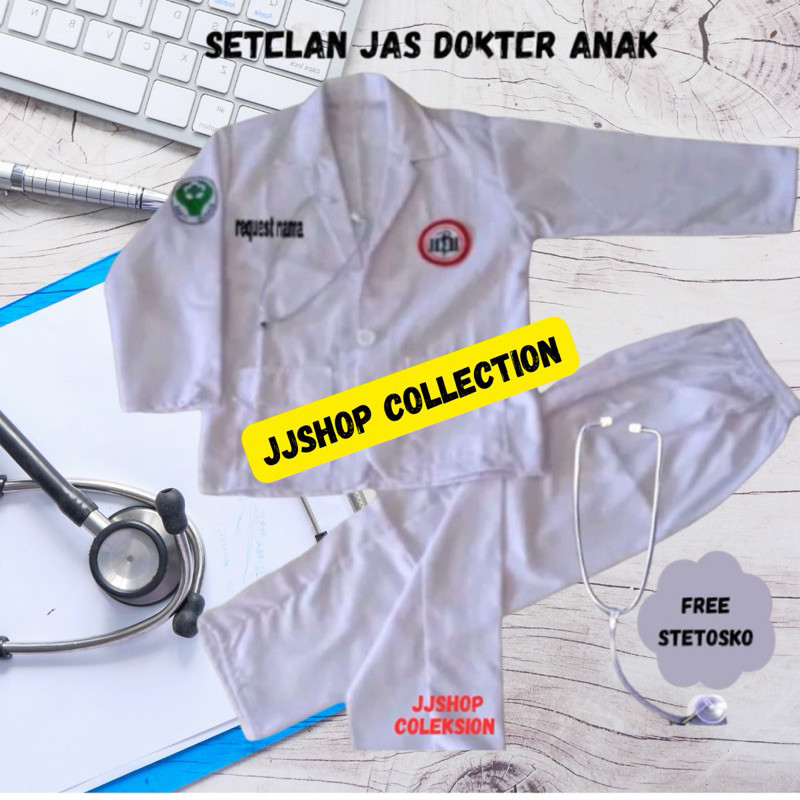 AY62IA BAJU DOKTER ANAK , BAJU JAS DOKTER ANAK  , SETELAN JAS DOKTER + REQUEST NAMA TERSEDIA UKURAN 