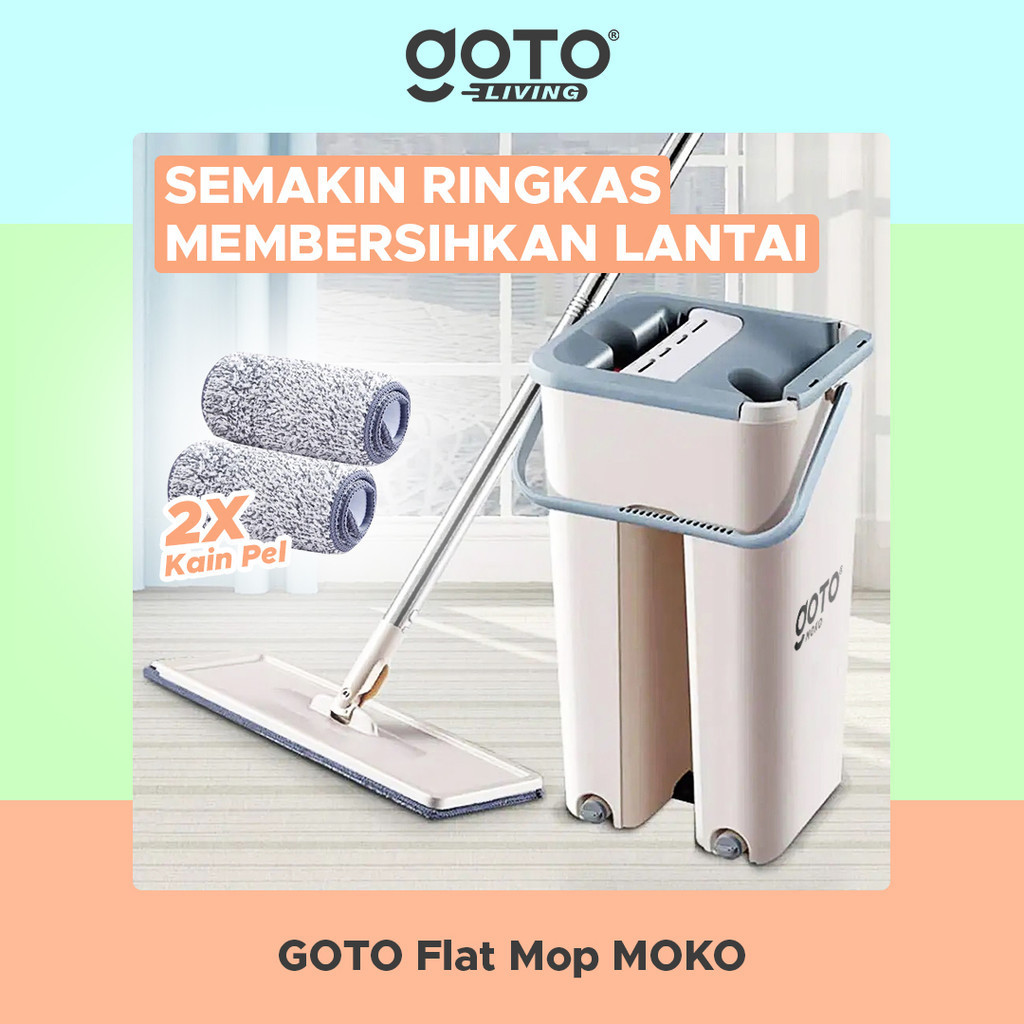 JM18D Goto Moko Alat Pel Set Pembersih Lantai Magic Mop Flat With Bucket