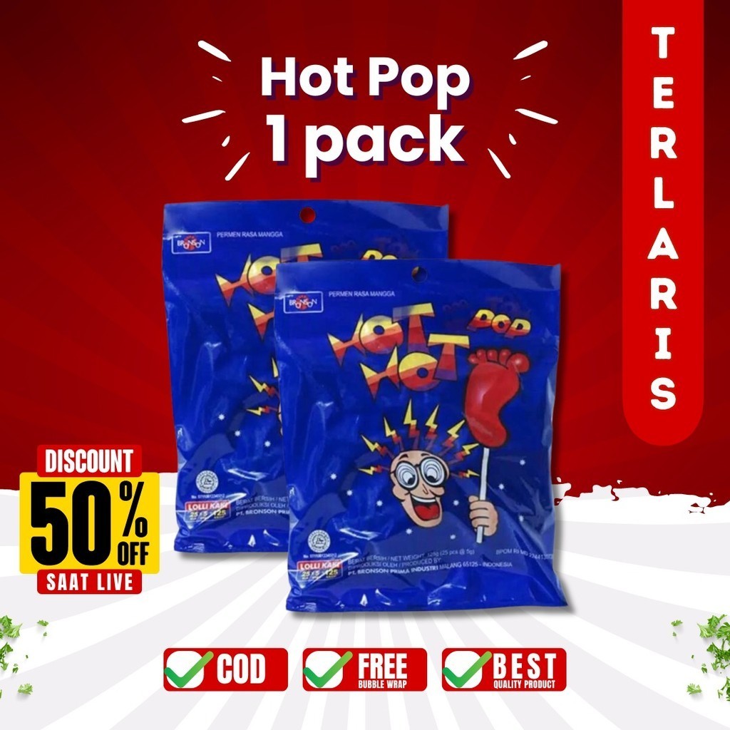 

PERMEN JADUL HOT HOT POP 1 PACK ISI 25 PCS | PERMEN KAKI MAKANAN RINGAN SNACK TERMURAH