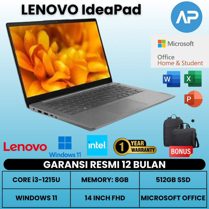 Laptop Lenovo IdeaPad Core i3 - 8GB - 512GB SSD - 14" - Windows