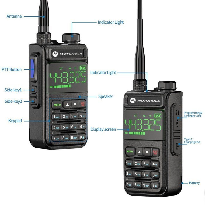 Handy Talkie HT Motorola V86T Dualband 10 Watt Type C Tahan Air IP54 - Merah