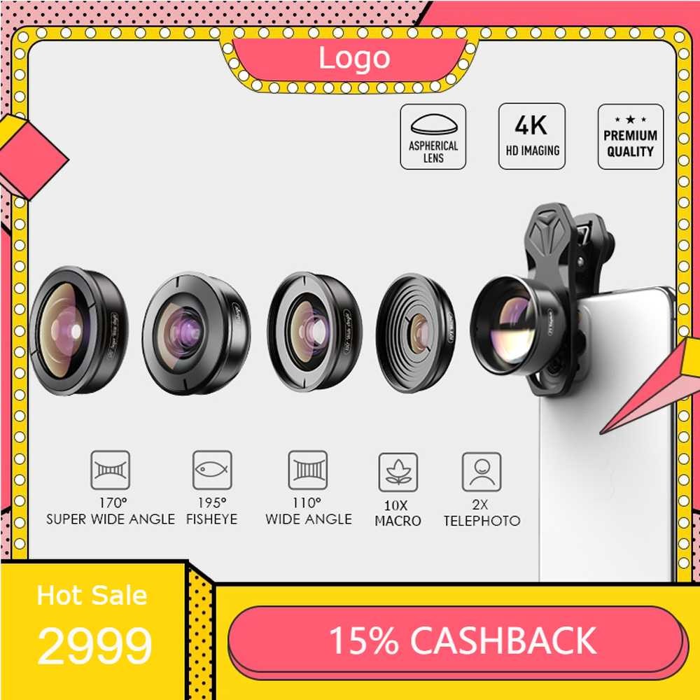 APEXEL Lensa Kamera Smartphone Universal Clip 5 in 1 Lens - APL-HB5