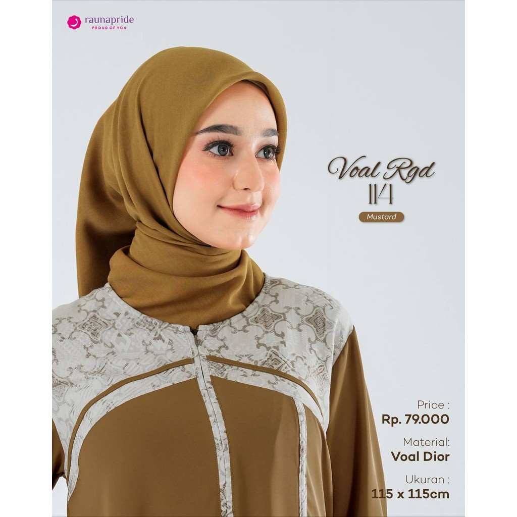 RAUNA Premium Voal Rgd-114 Hijab Voal Segiempat 115×115
