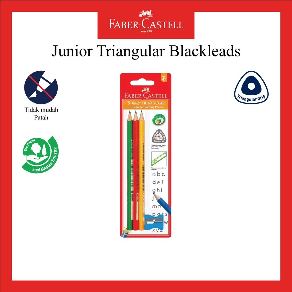 

Pre School Junior Grip Black 3 Pensil / Pensil Faber Castell Set 3 Untuk Anak TK /Junior Grip Black Pencil Pack of 3 / Gratis Rautan