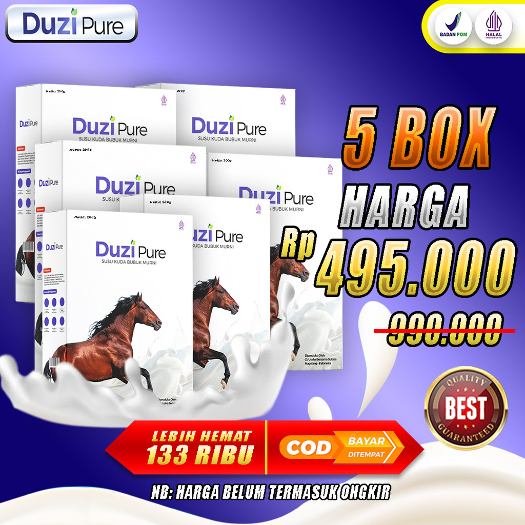

Duzi Pure 5 Box - Susu Kuda Lombok Cegah Pengapuran Tulang, Nyeri Sendi & Rematik 100% Original