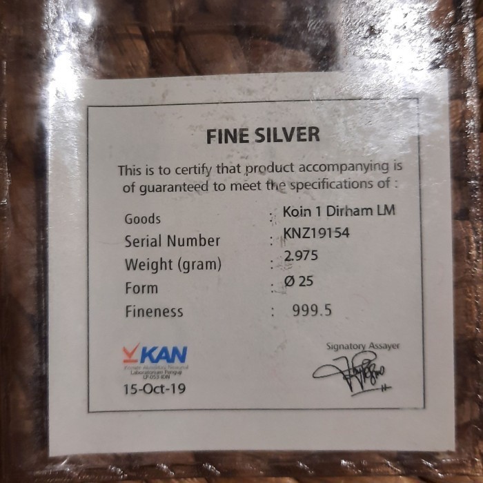 LOGAM MULIA KOIN PERAK MURNI 1 Dirham Antam not Wakala IMN Fine Silver Coin LM (BS)