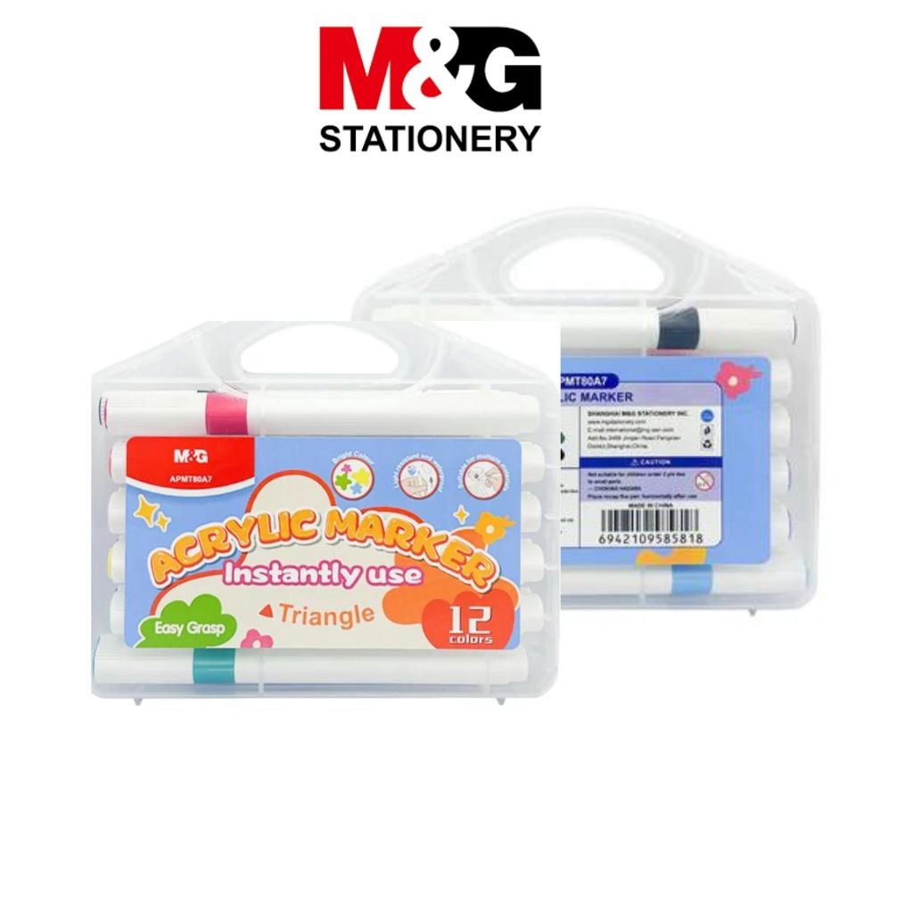 

Acrylic Marker Instantly Use M&G #APMT80A7 Spidol Akrilik Permanen Triangle 12 Warna- SHSNP