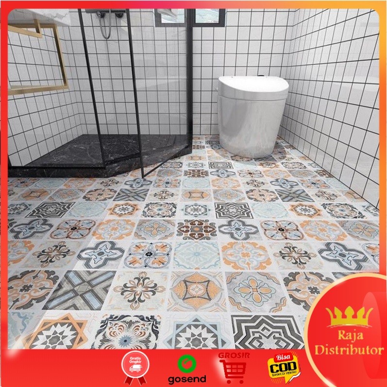Sticker Lantai kamar mandi Motif 2meter Perekat Wallpaper Kamar Mandi Dapur Ruang Tamu Kamar Tidur B
