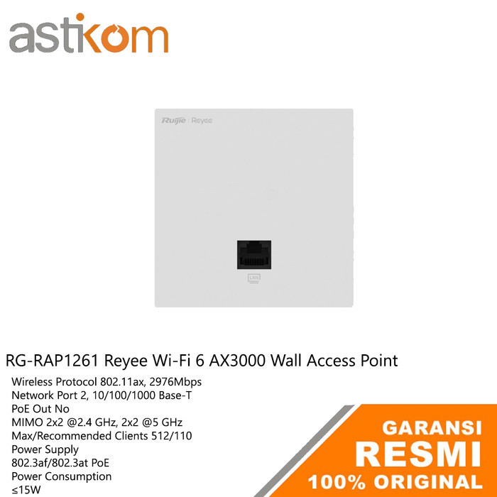 Ruijie Reyee RG RAP 1261 Ultra-thin Wi-Fi 6 AX3000 Wall Access Point