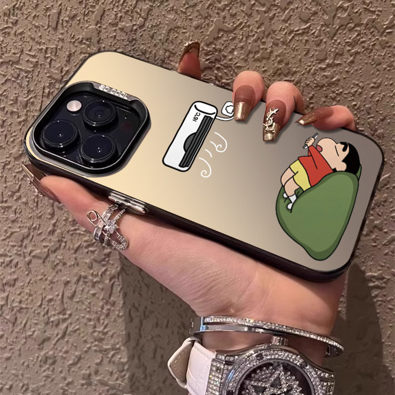 Kotak Pola Karakter Anime Crayon Shin-chan Case Hp Iphone 11 Pro Max Xs Xr 12 13 14 15 Plus