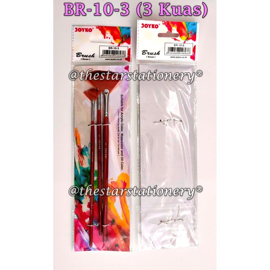 

(1 Set/3) GROSIR Brush Kuas Cat Air Joyko BR-10-3 Isi 3 Kuas / Cat Air Lukis Acrylic Joyko BR-10-3