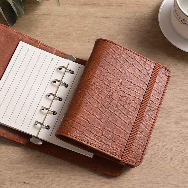 

Mini A8 binder notebook loose-leaf soft leather M5 notepad portable pocket notebook ，with 80 blank inner pages