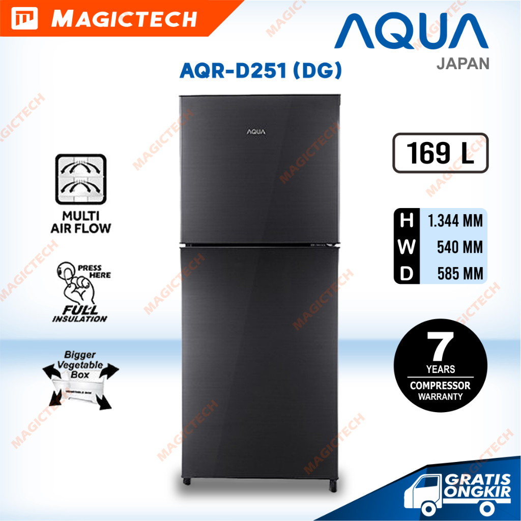 KULKAS AQUA 2PINTU AQR-D251 169L - HITAM