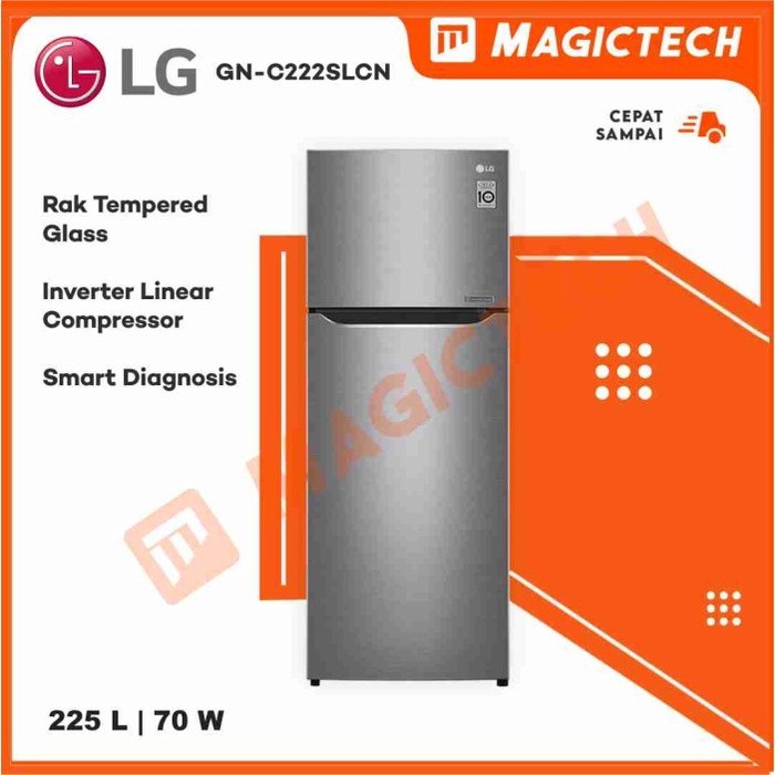 KULKAS LG 2 PINTU GN-C222SLCN INVERTER LINEAR COMPRESSOR 225L