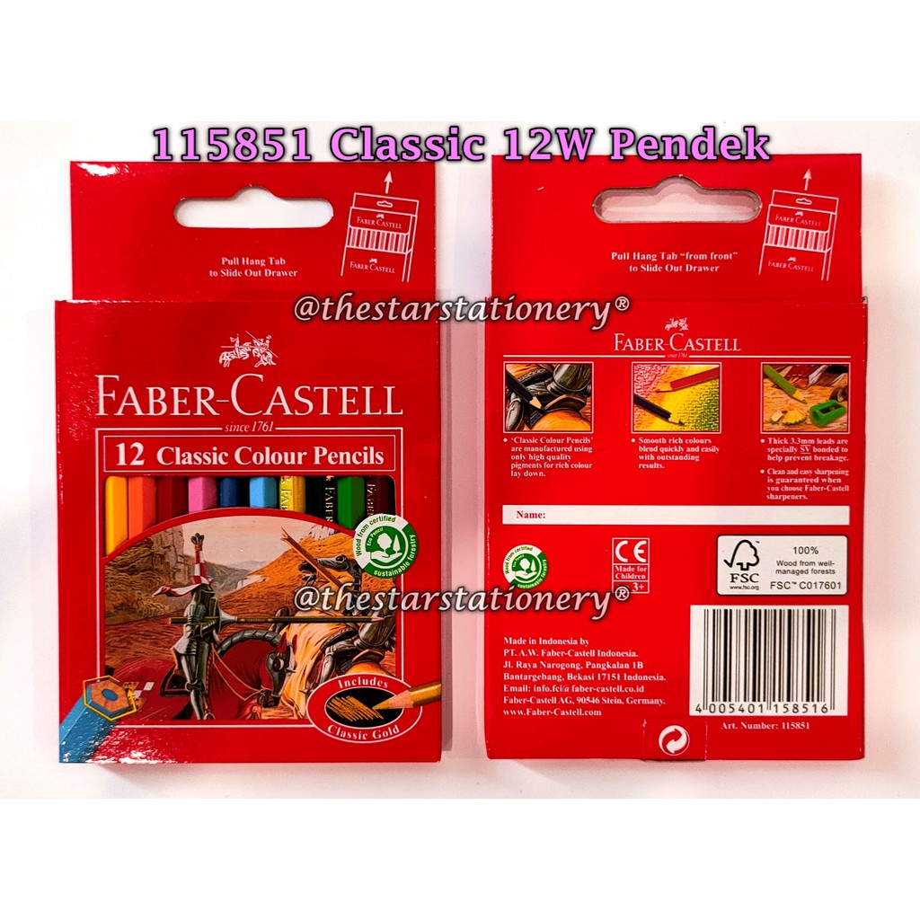 

(1 Set) GROSIR Pensil Warna Faber Castell Classic 12W Pendek 115851 / Faber Castell Classic Colour