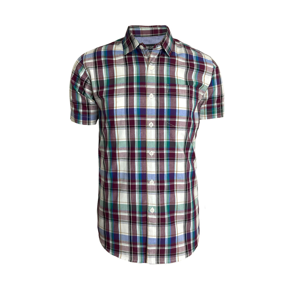 Redcliff Kemeja Pria Kotak - Kotak Pendek Ungu 6BK012103