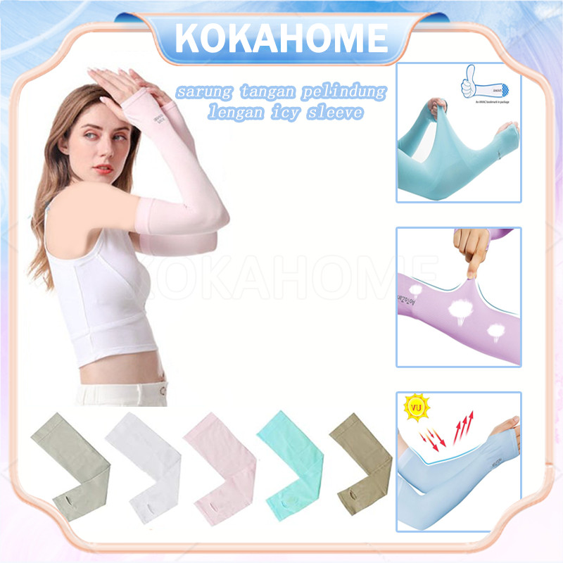 sarung tangan pelindung lengan icy sleeve/pelindung uv manset olahraga unisex/manset tangan berjempo