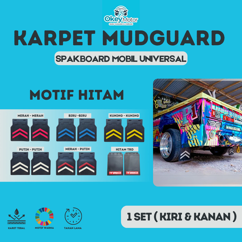 Mudguard Mobil pick up Motif Hitam / Karpet Lumpur Mobil Pickup / Ceceret / Ceret / Karpet Roda / SS