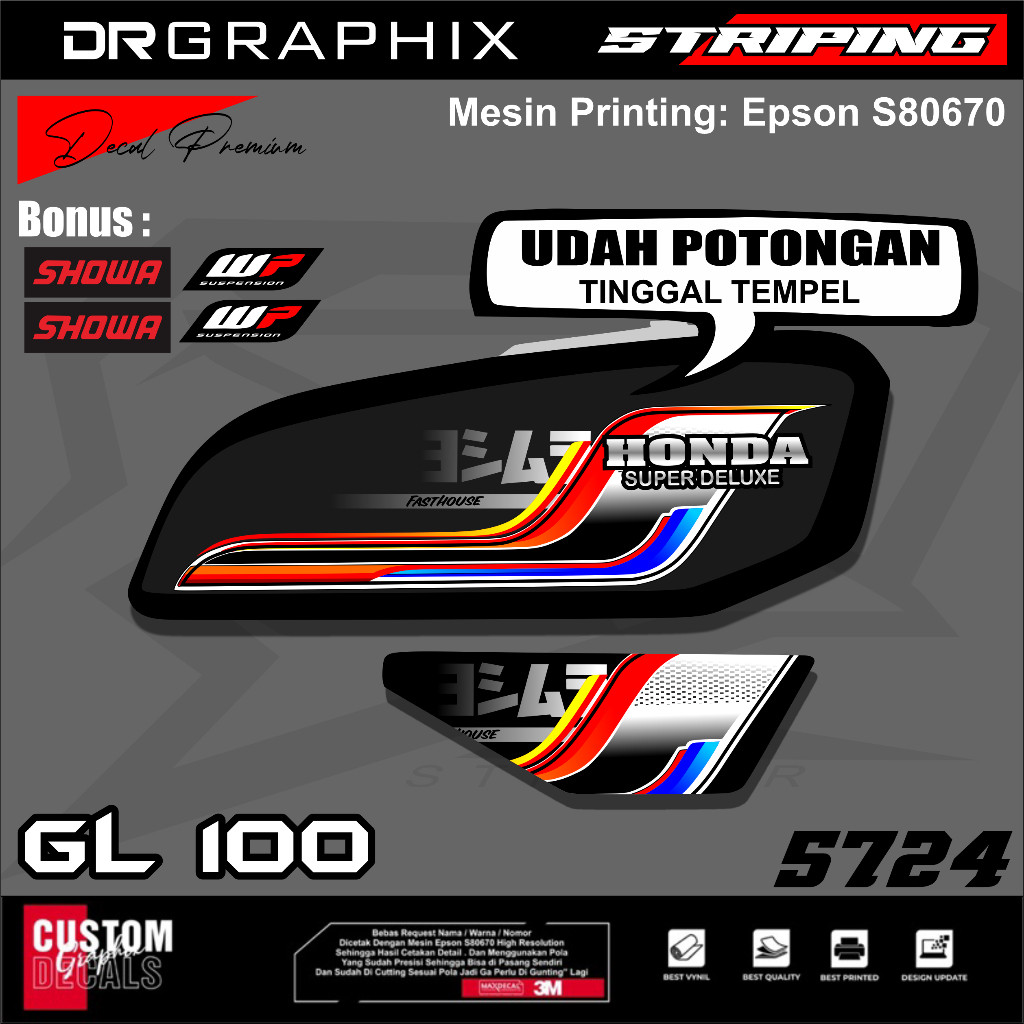 (BAYAR DITEMPAT) striping gl 100 1993 striping lis original Honda GL 100