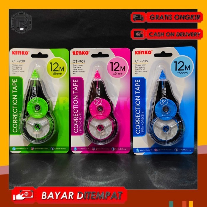 

TIPE X, TIPE X KERTAS, TIPE X PITA, CORRECTION TAPE CT 909 KENKO