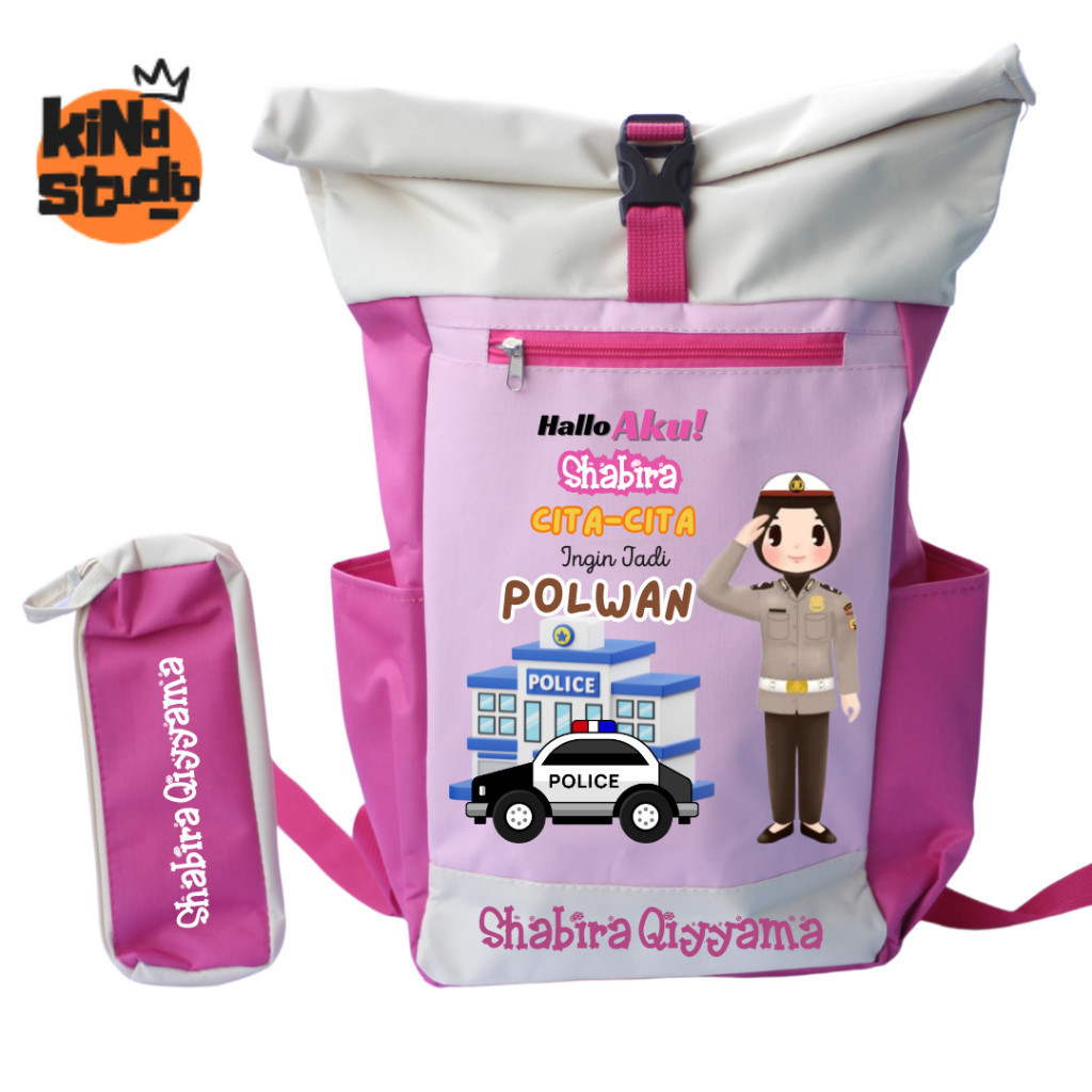Kind Studio - Tas Sekolah anak Custome Nama - Tas Kids Roll - Tas Backpack Sekolah Anak Cita-cita Po