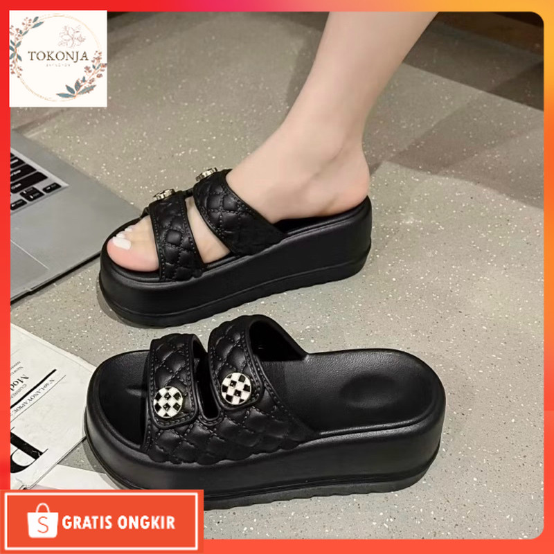 Wedges Korea / SENDAL WANITA SENDAL JELLY SLOP WEDGES WANITA KOREA DEWASA TINGGI 7cm SENDAL FUJI WAN