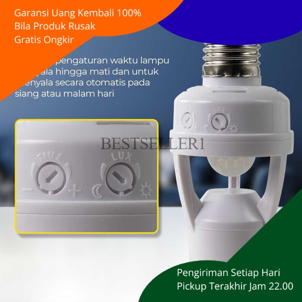 BS Fitting Lampu Sensor Gerak Pir Menyala Listrik Original Fiting Bohlam Otomatis Pir Lampu Murah