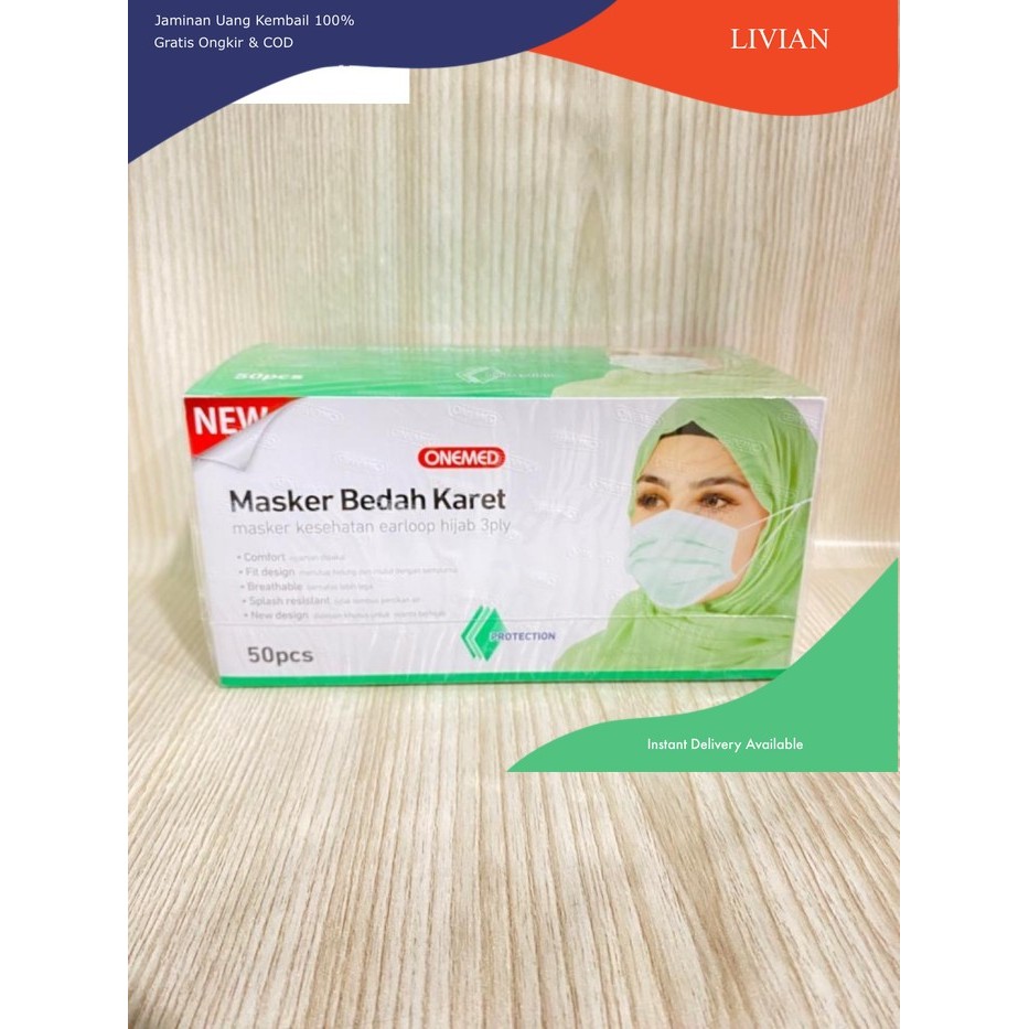 vv Masker Headloop ONEMED 3PLY / Masker Hijab ONEMED Karet /Masker Onemed - Ungu