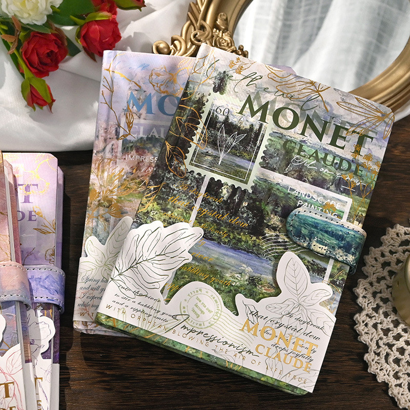 

bib Full Color Buku Diary Hardcover Notebook Monet Paintings Coloage Illustration Magnetic Buckle