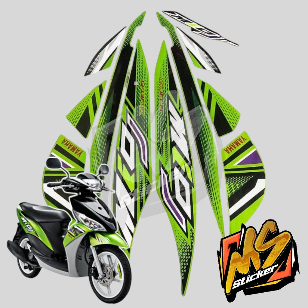 STICKER STIKER POLET LIS STRIPING MOTOR FULL BODY YAMAHA MIO J 2012 WARNA HITAM HIJAU