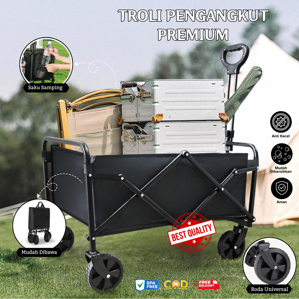 ❤ Troli Portabel Lipat 5 Inch Multifungsi Troli Lipat Roda 4 Outdoor / Troli Portable Luar Rumah Ger