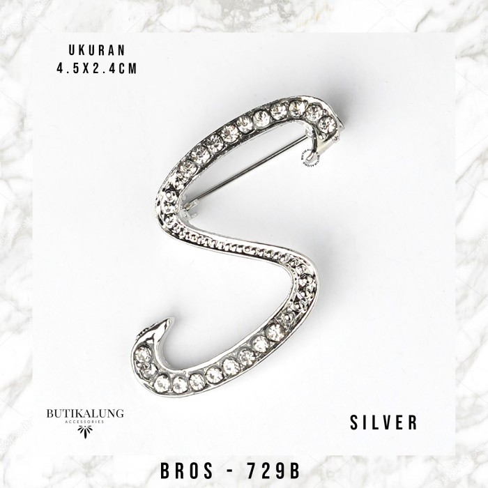 Bros Huruf Hijab Bros Peniti Jilbab Aksesoris Fashion Wanita 729 - 729B SILVER-S