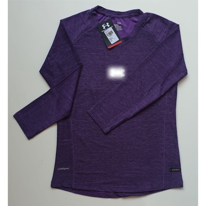 NEW Kaos OlahRaga Wanita Baju Senam Running Gym Sepeda Lengan Panjang - Ungu, XL